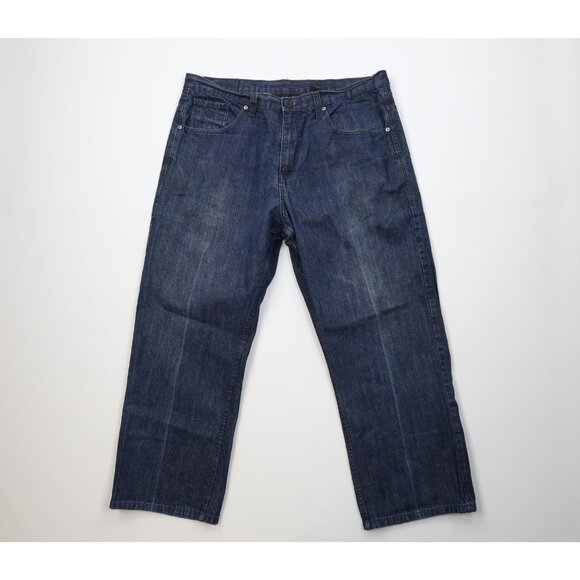 Vintage 90s Y2K Rocawear Mens 40x30 Faded Baggy Fit Wide Leg Denim Jeans Blue